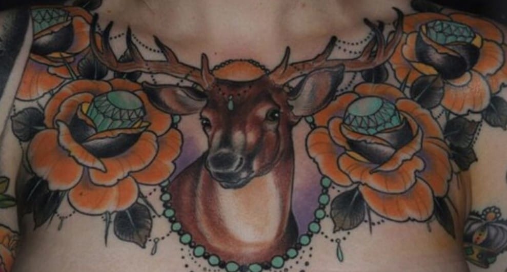15+ Deer Tattoo Designs On Chest