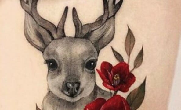 12+ Best Deer With Flowers Tattoo Ideas